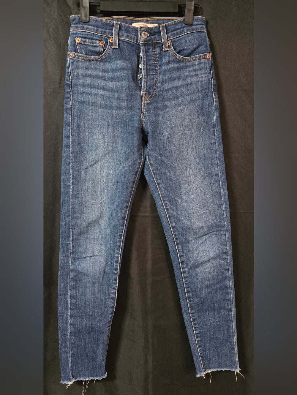 Levi’s Premium Wedgie Skinny Jeans Button Fly Chewed Raw Hem